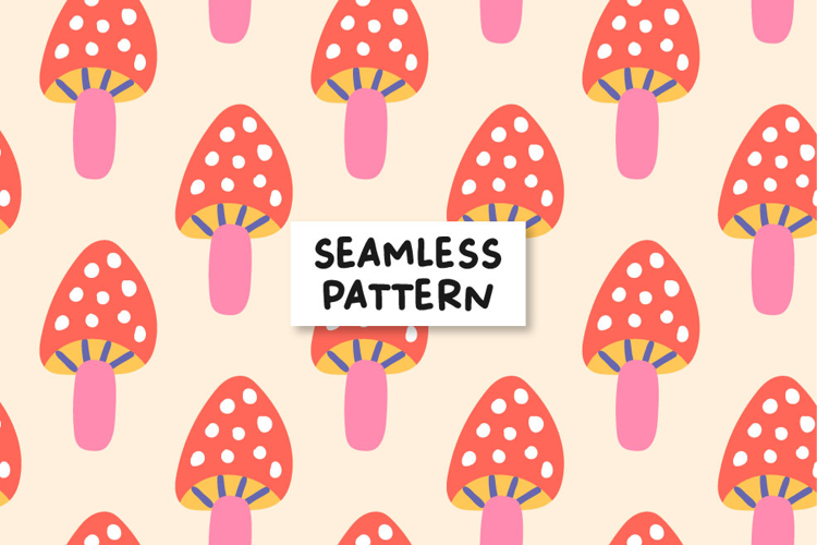 Mushroom Seamless Pattern Mushroom Digital Paper