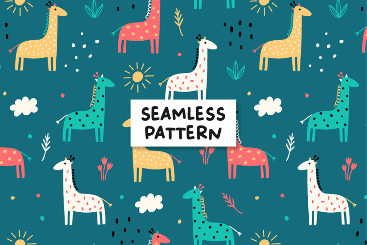 Colorful giraffes pattern