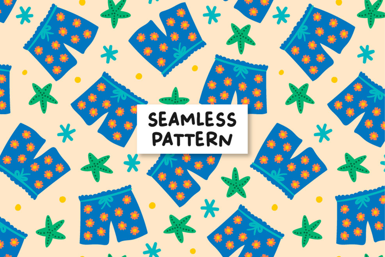 Boy Summer Seamless Pattern Summer Digital Paper For Boys