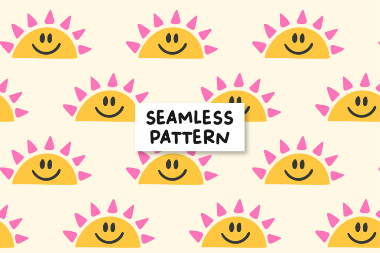 Happy Sun Pattern Retro Summer Pattern Summer Sun Pattern