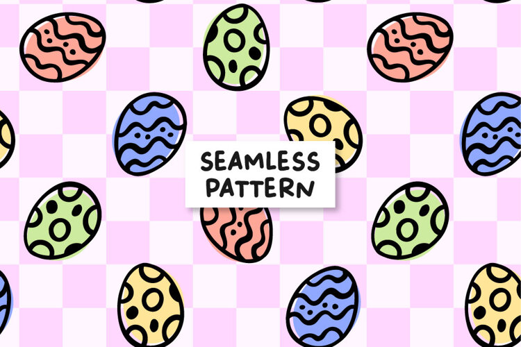 Checkered Easter Eggs Pattern Easter Digital Paper example image 1