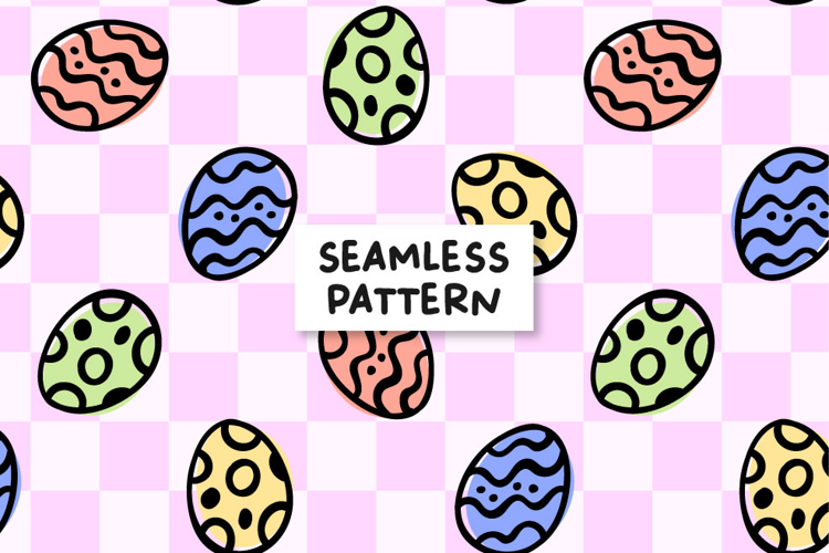 Checkered Easter Eggs Pattern Easter Digital Paper