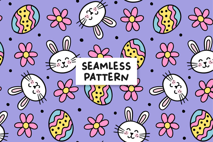 Easter Bunny Pattern Easter Eggs seamless Pattern example image 1