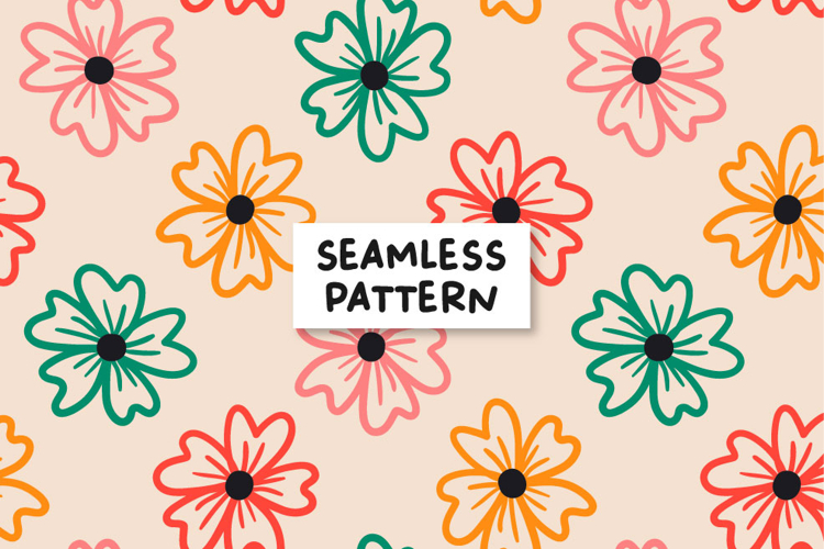 Retro Floral Pattern Flowers Digital Paper Floral Background