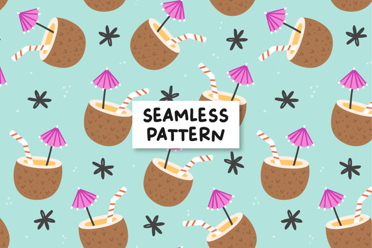 Coconut Pattern Summer Seamless Pattern Tropical Pattern