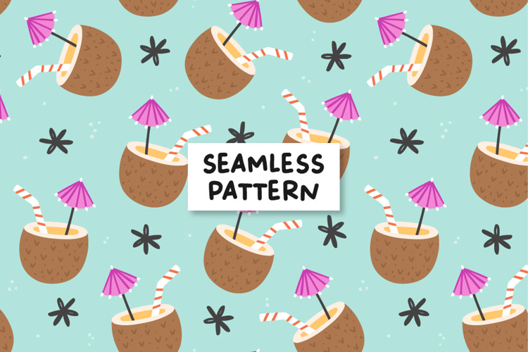 Coconut Pattern Summer Seamless Pattern Tropical Pattern