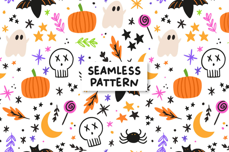 Doodle halloween pattern. Halloween background