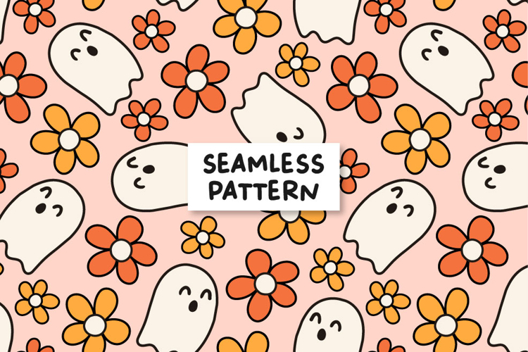 Groovy Halloween Pattern Spooky Digital Paper Spooky Pattern