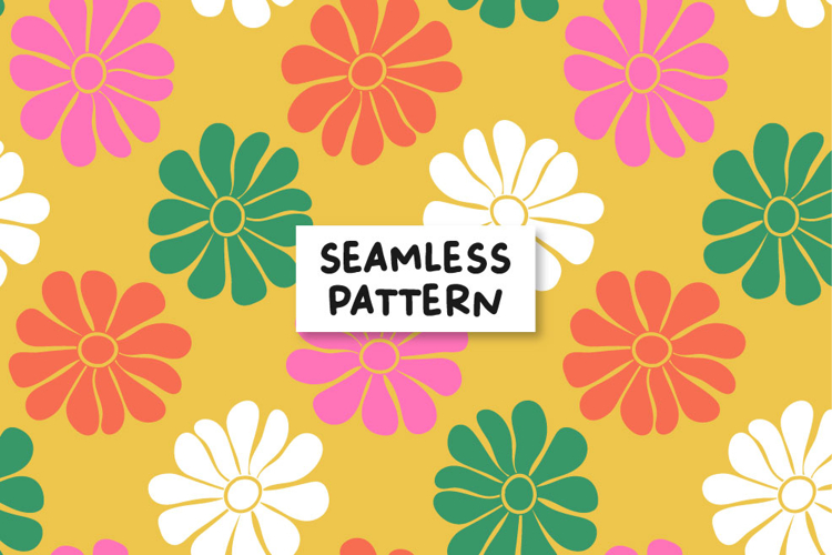 Retro Spring Floral Pattern Retro Flowers Seamless Design