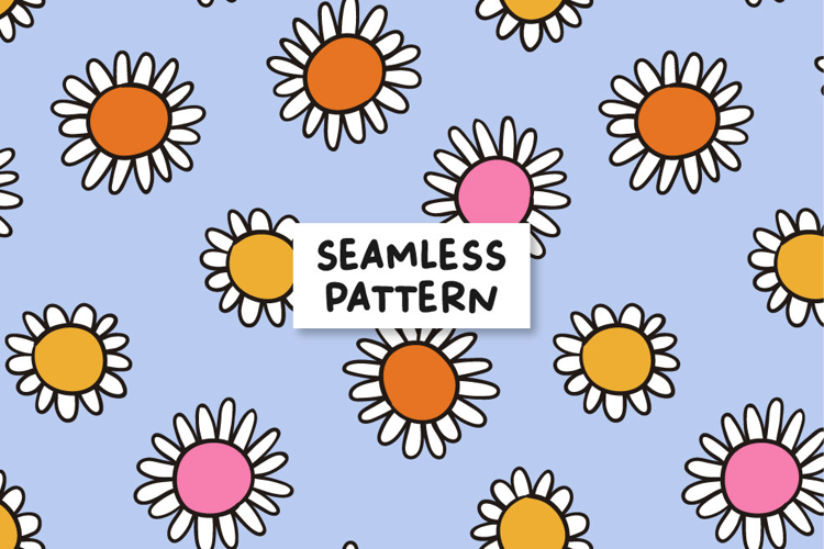 Retro Daisy Seamless Pattern Daisy Digital Paper Daisies