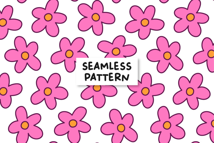 Pink Floral Pattern Daisy Background Pink Retro Floral