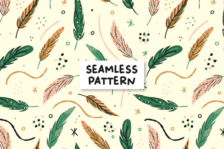 Feather pattern. Feather background. Seamless pattern