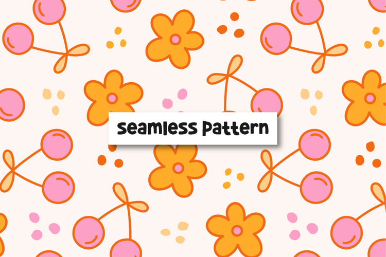 Retro Cherry Seamless Pattern Cherry Digital Paper Retro