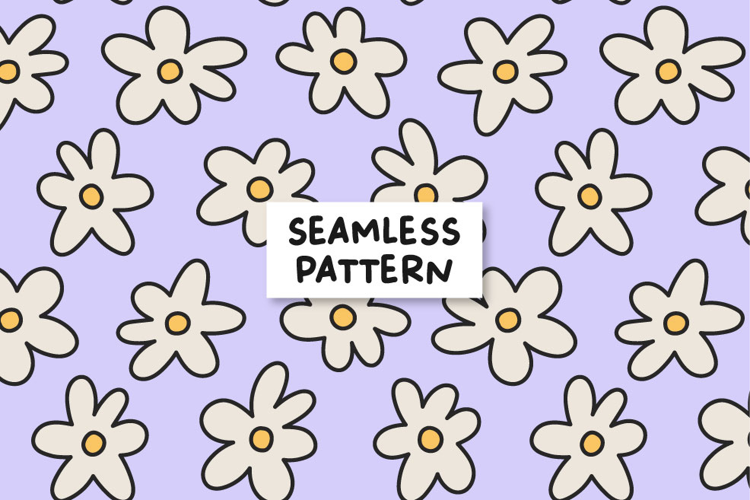 Daisy Pattern Floral Lilac Sealess Pattern Floral Background