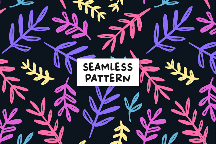Seamless pattern with colored branches
