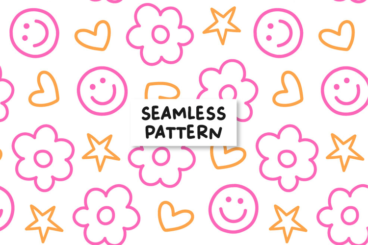 Happy Face Pattern Daisy Seamless Pattern Smile Background