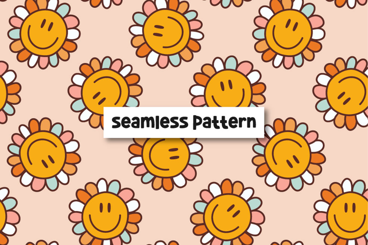 Happy Flower Pattern Retro Floral Seamless Pattern