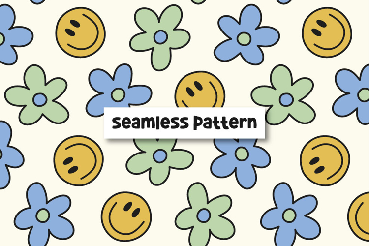 Retro Smile Pattern Retro Floral Background