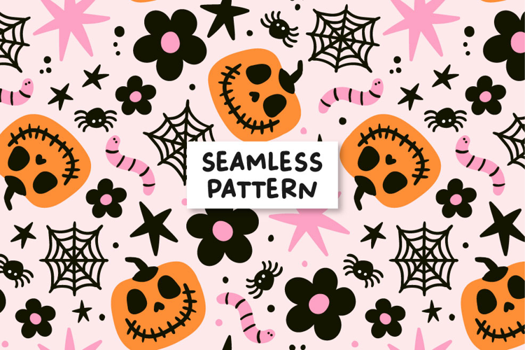 Halloween Pumpkin Pattern Spooky Seamless Pattern Background