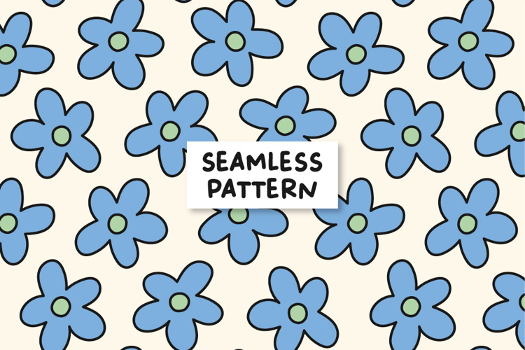 Blue Floral Pattern Blue Daisy Digital Paper Floral