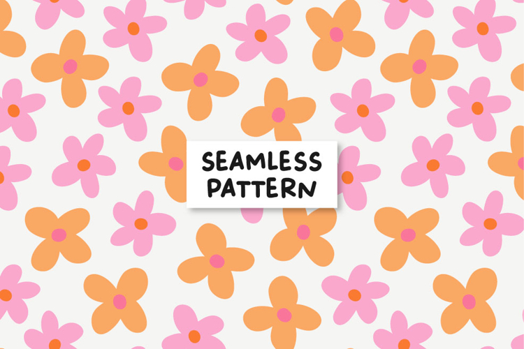Orange Pink Floral Pattern Spring Floral Seamless Pattern