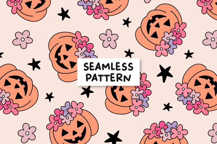 Floral Pumpkin Pattern Halloween Pumpkin Background