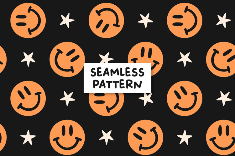 Halloween Smile Pattern Happy Face Seamless Background