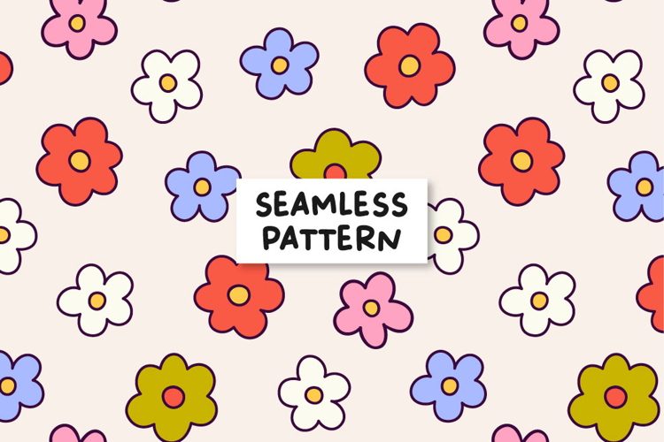 Floral Pattern Cute Flowers Background.