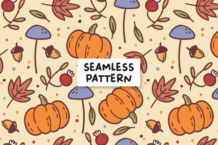 Autumn Pattern Fall Background Pumpkin Seamless Pattern