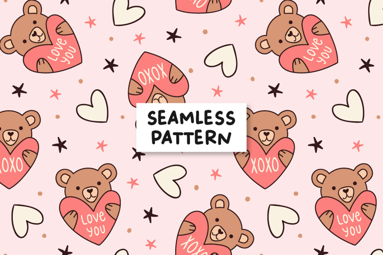 Teddy Bear Valentines Pattern San Valentines Background