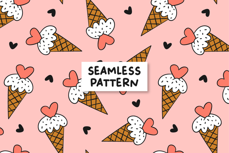 Valentines Ice Cream Pattern Love Ice Cream Background