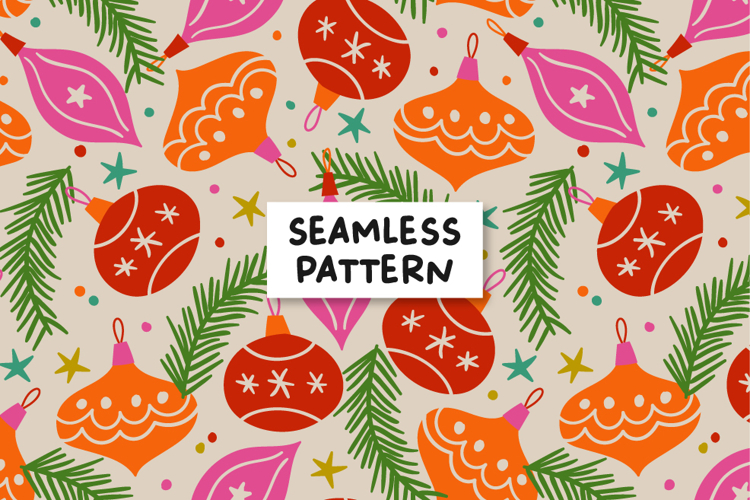 Retro Christmas Pattern Christmas Digital Paper