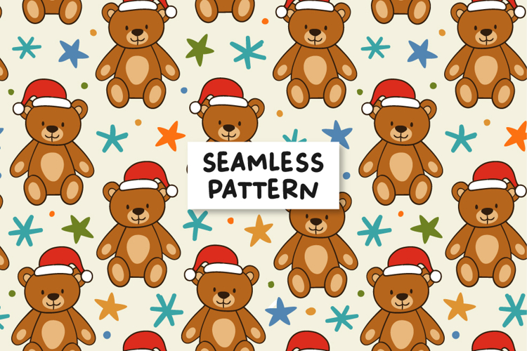 Christmas Pattern Christmas Teddy Bear Background