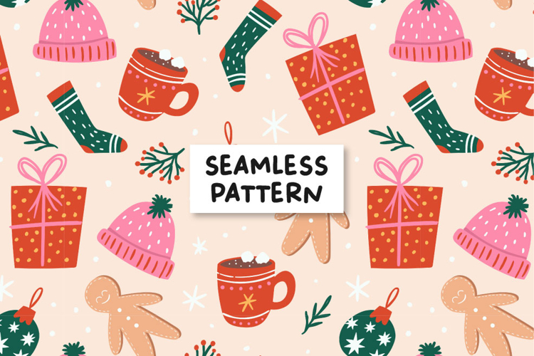 Christmas seamless pattern. Christmas background. Pattern