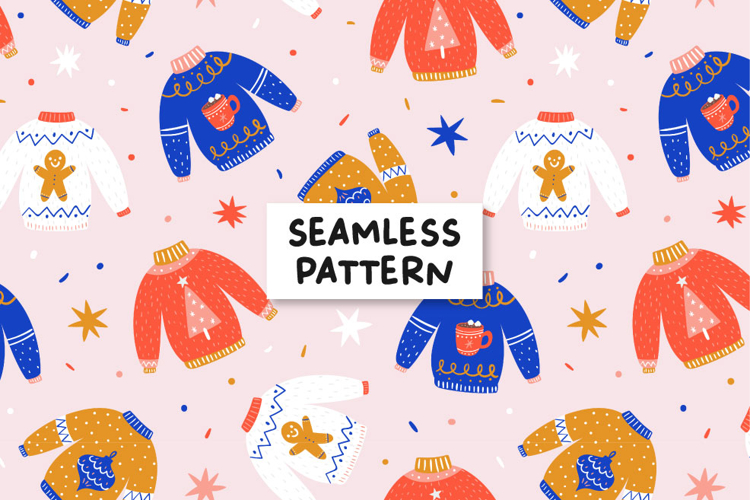 Ugly sweater christmas pattern. Christmas pattern.