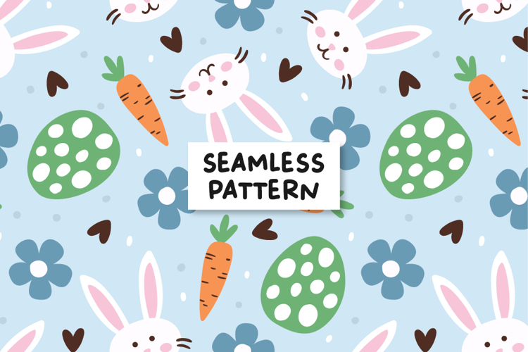 Blue Easter Pattern Easter Bunny Background Bunny Paper