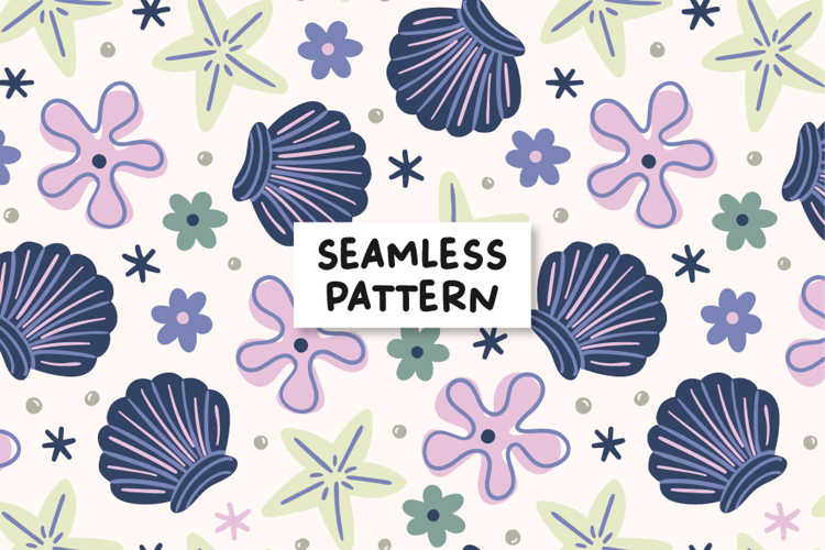 Summer Pattern Seashell Background Summer Digital Paper