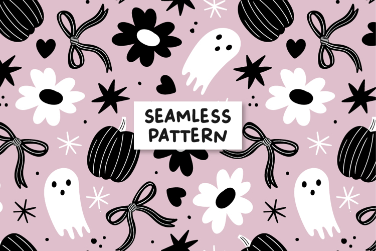 Halloween Pattern Floral Halloween Background Ghost Pattern.