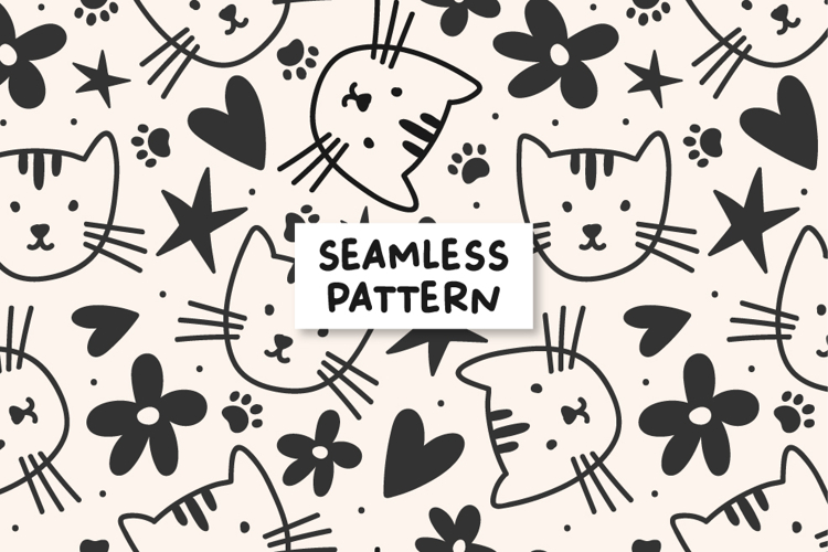 Cat Pattern Cat Background Kitten Seamless Pattern.