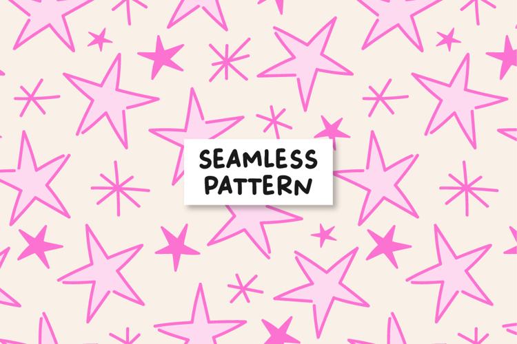 Pink Stars Pattern Stars Digital Paper.