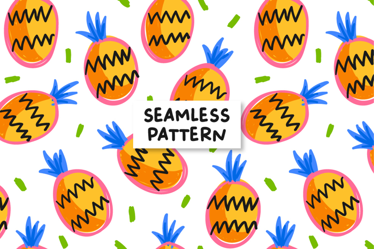 Pineapple Pattern Summer Background Fruit Seamless Pattern.