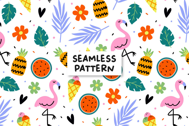 Summer pattern. Summer digital paper. Summer clipart.
