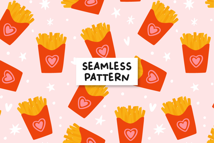 French Fries Pattern Fries Background.