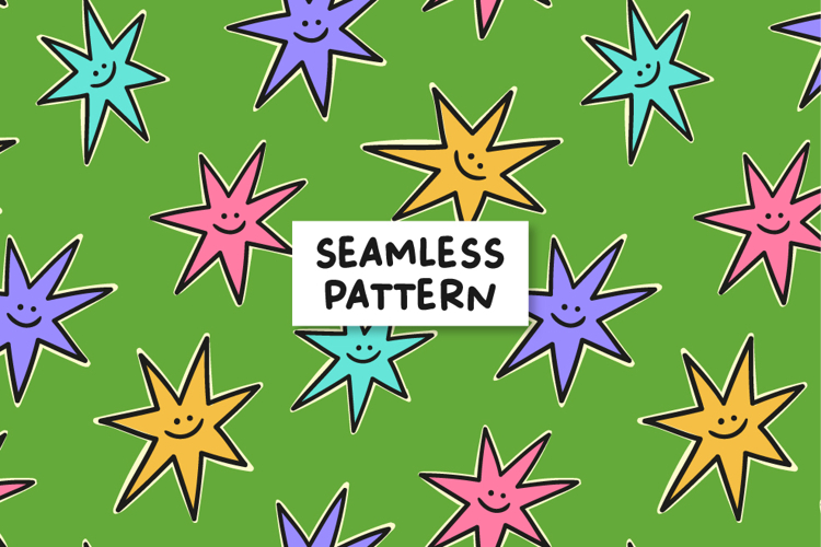 Colorful Stars Pattern Stars Digital Paper.