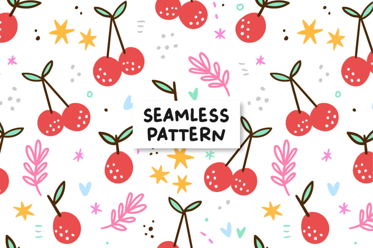 Cherries pattern. Cherries digital paper.