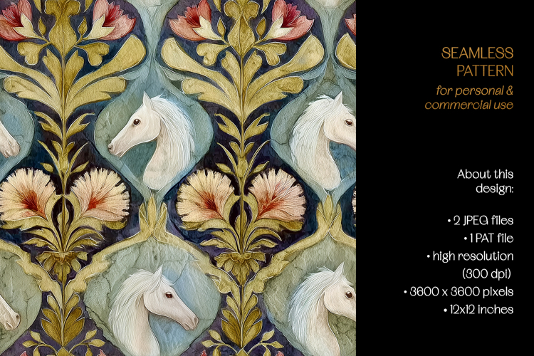 Seamless Horse Damask Wallpaper Pattern