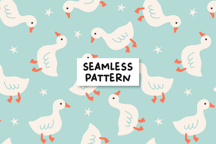 Duck Seamless Pattern Baby Duck Background