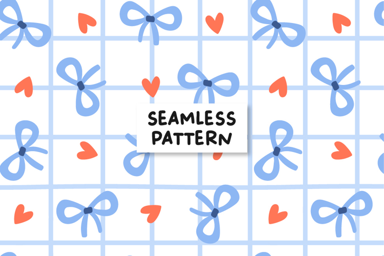 Blue Bows Pattern Cute Bow Background