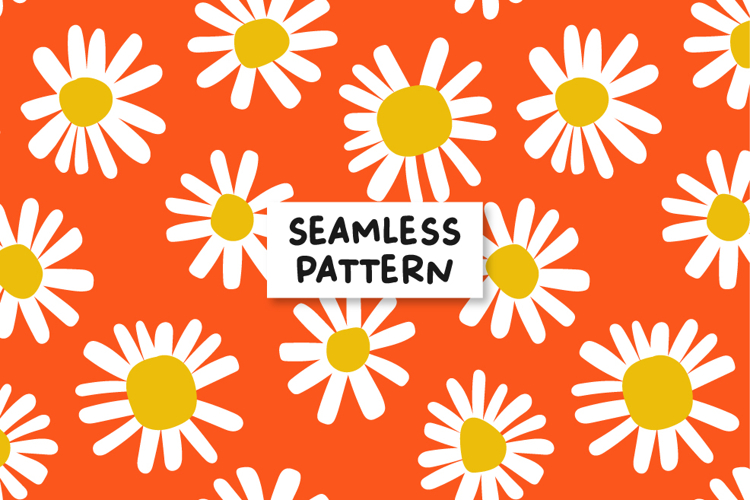 Red Floral Pattern Daisy Digital Paper