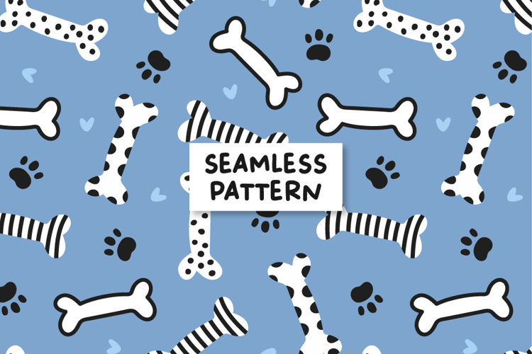 Dog Bones Pattern Hand Drawn Bones Background.